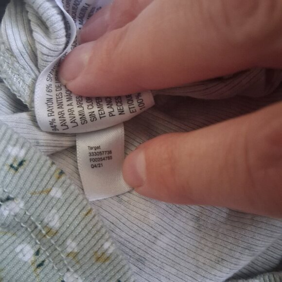 Art Class Girl's Size S (6/6X) Green Floral Ribbed Faux Wrap Short Sleeve Top - Picture 5 of 7